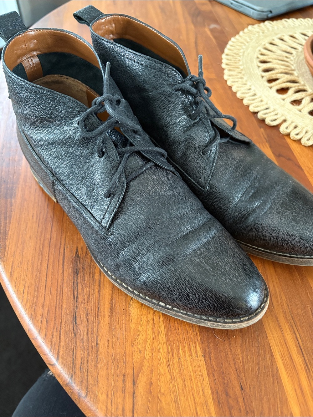 Franco Sarto Black Leather Chukka Boots